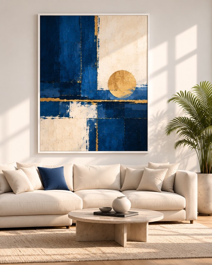 Tableau Équilibre d'Or — collection Bleu & Or