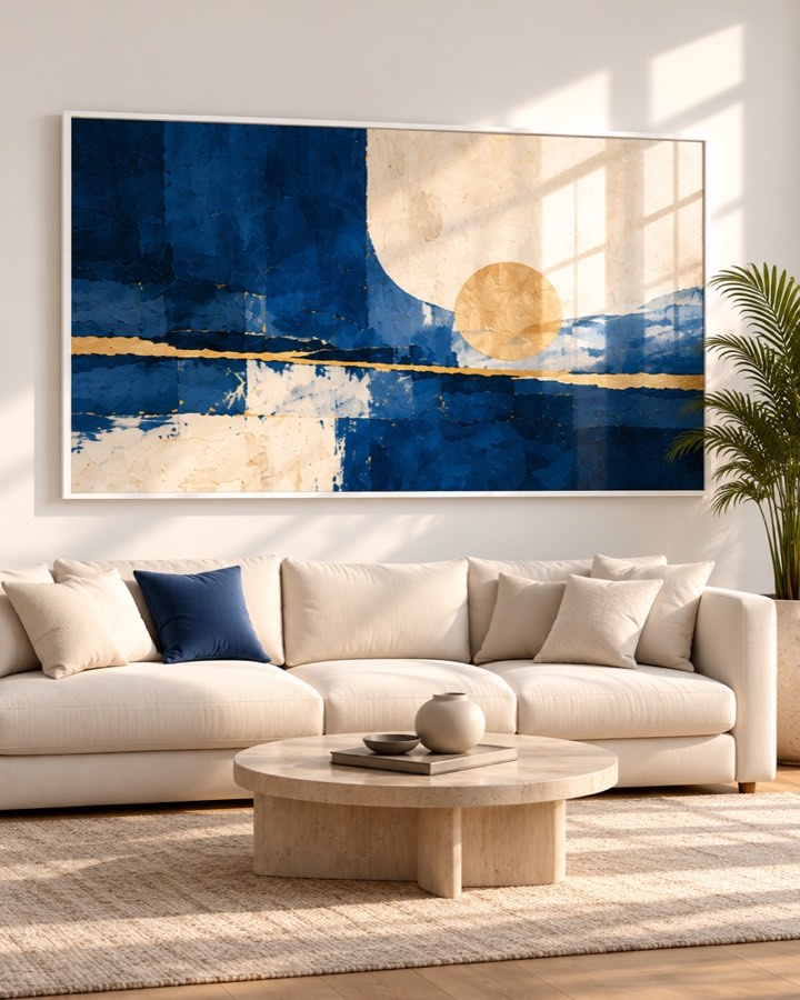Tableau Aube Dorée — collection Bleu & Or