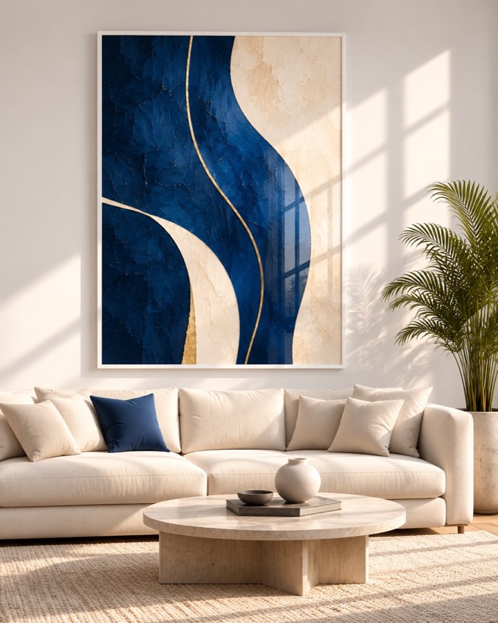 Tableau Vague Dorée — collection Bleu & Or