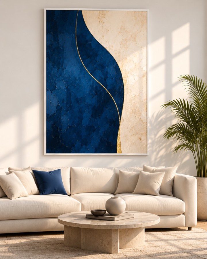 Tableau Sérénité Bleue — collection Bleu & Or