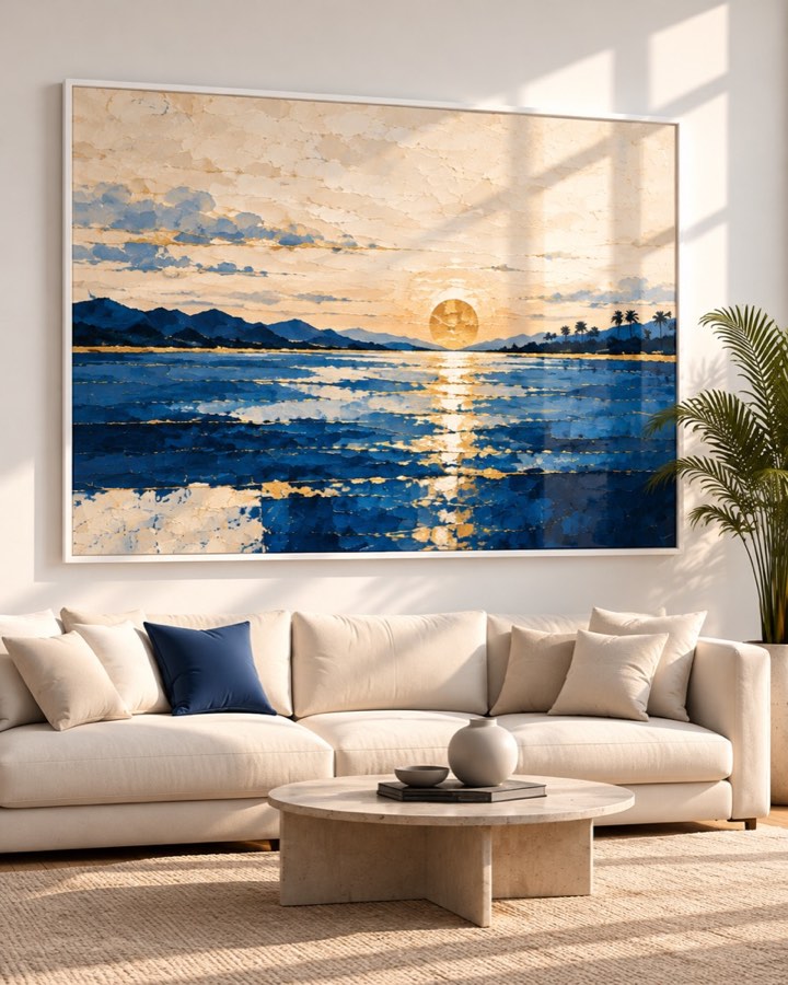 Tableau Marée Dorée — collection Bleu & Or
