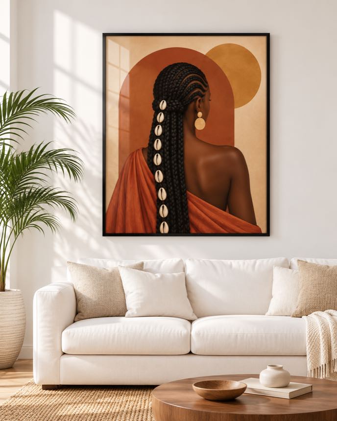 Tableau Tresses de Cauris — collection Jongoma Pettaaw