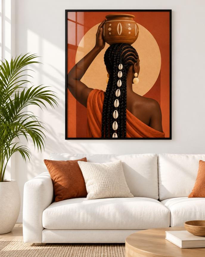 Tableau La Porteuse de Jarre — collection Jongoma Pettaaw