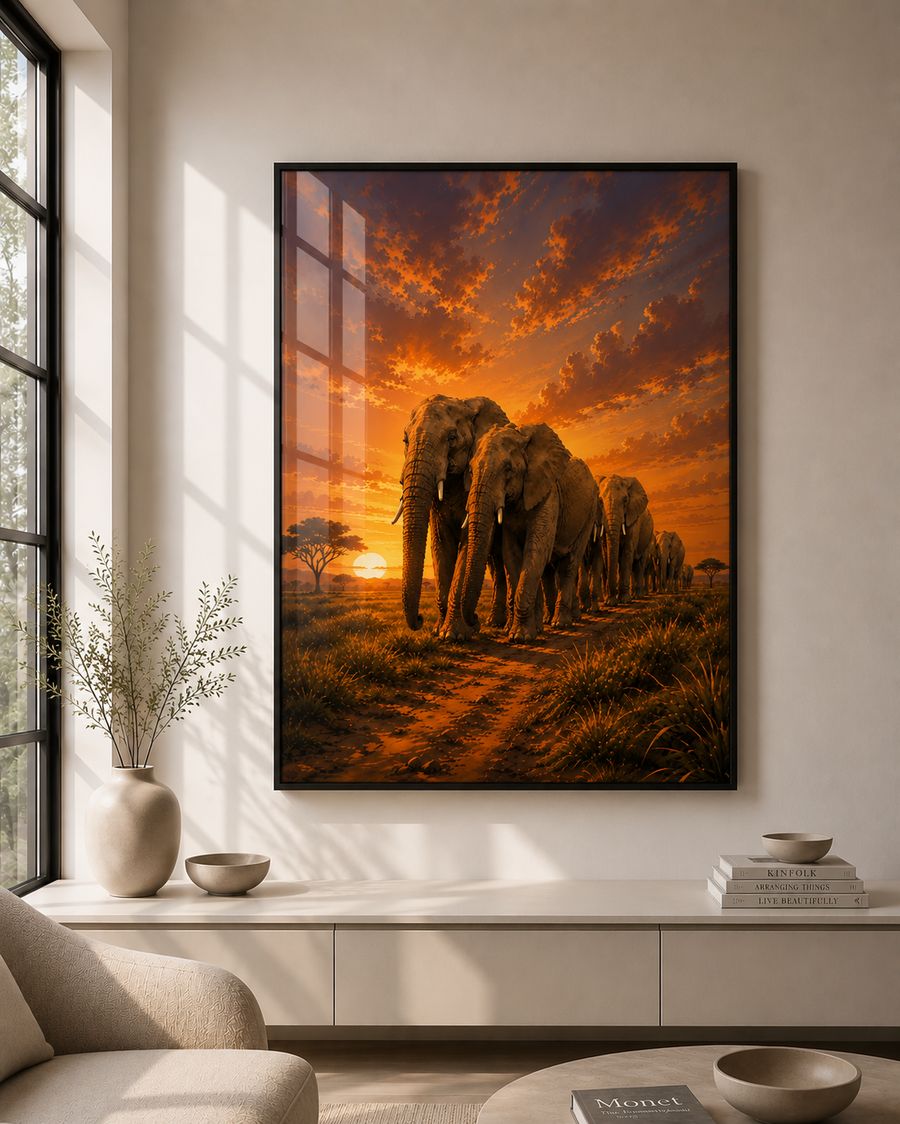 Tableau Éléphants Savane — collection Savane Africaine