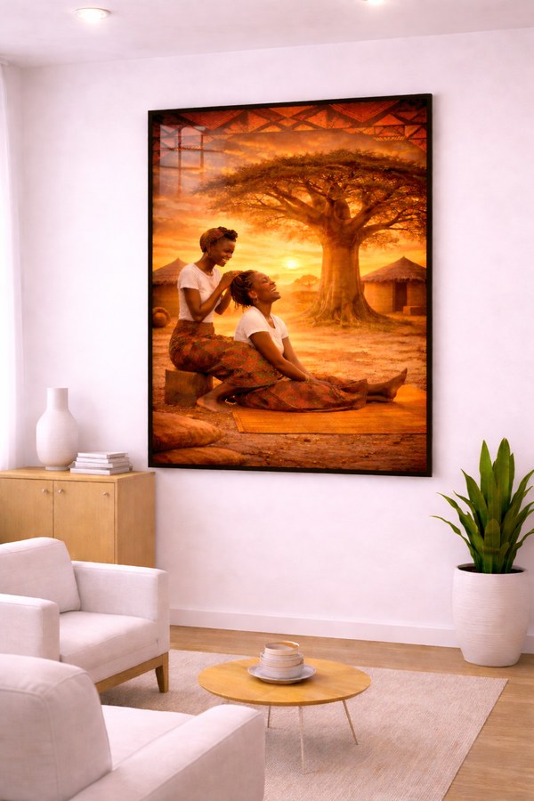 Tableau Tendresse au Baobab — collection Gainde Timis