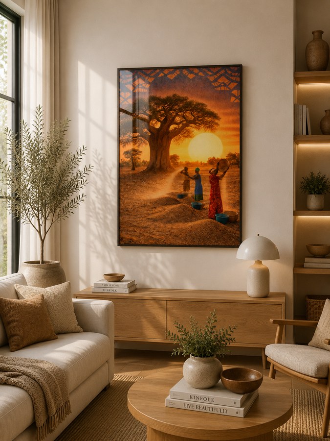 Tableau Femmes au Baobab — collection Gainde Timis