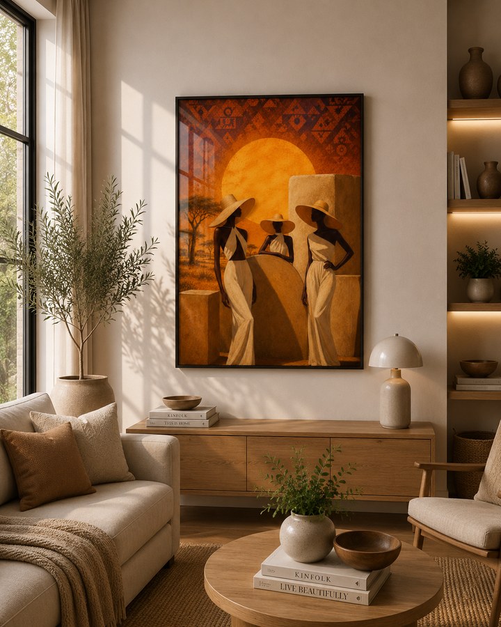 Tableau Trois Femmes au Soleil — collection Gainde Timis