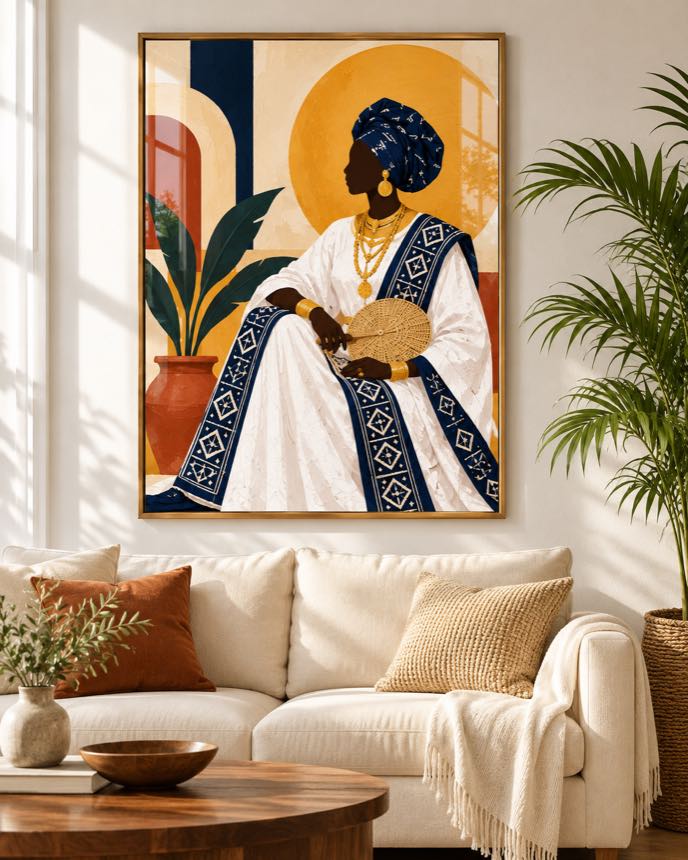 Tableau Dame à l'Éventail — collection Grand Boubou