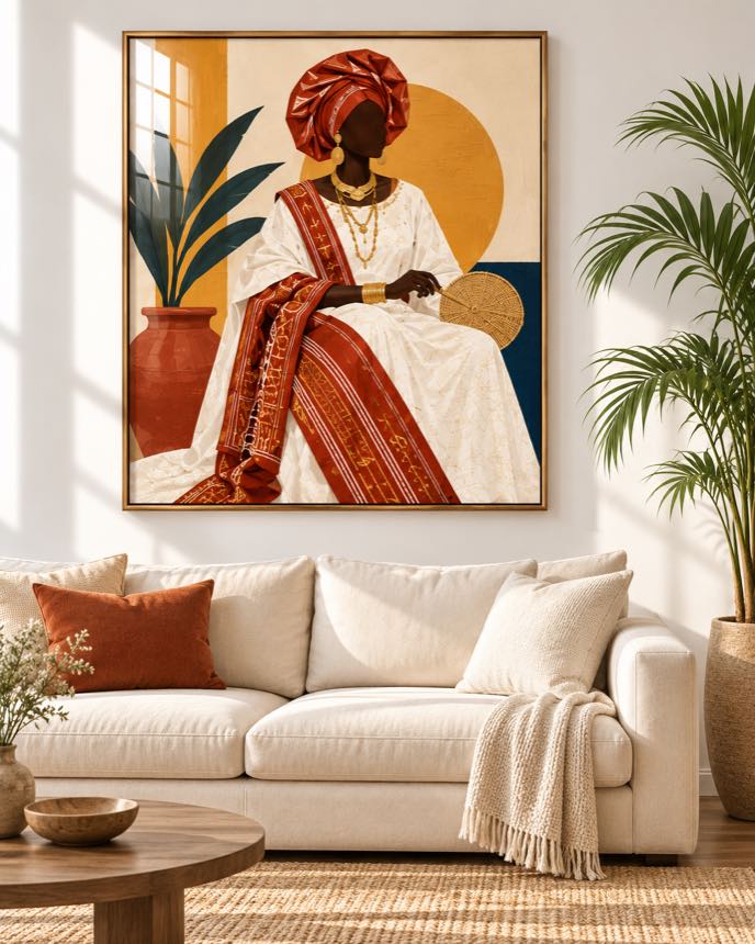 Tableau Dame au Foulard Rouge — collection Grand Boubou