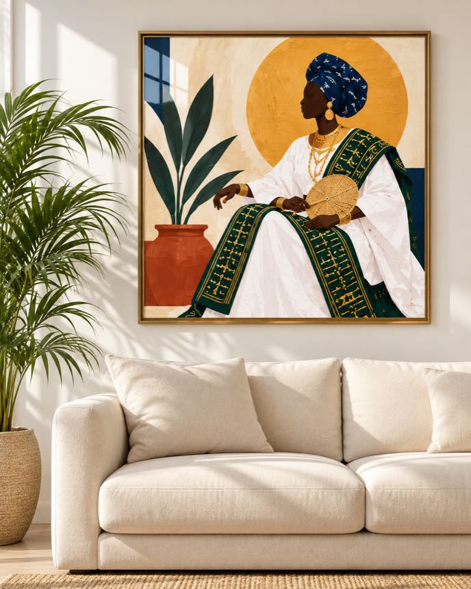 Tableau Dame Blanc & Vert — collection Grand Boubou