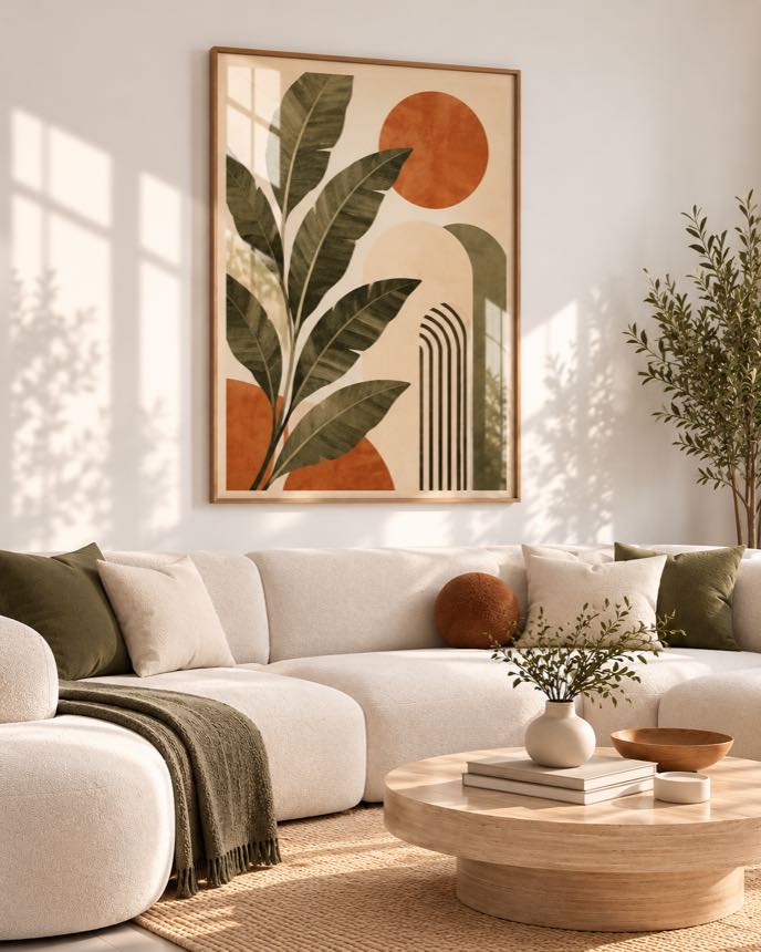 Tableau Feuilles d'Ocre — collection Jardin Bohème