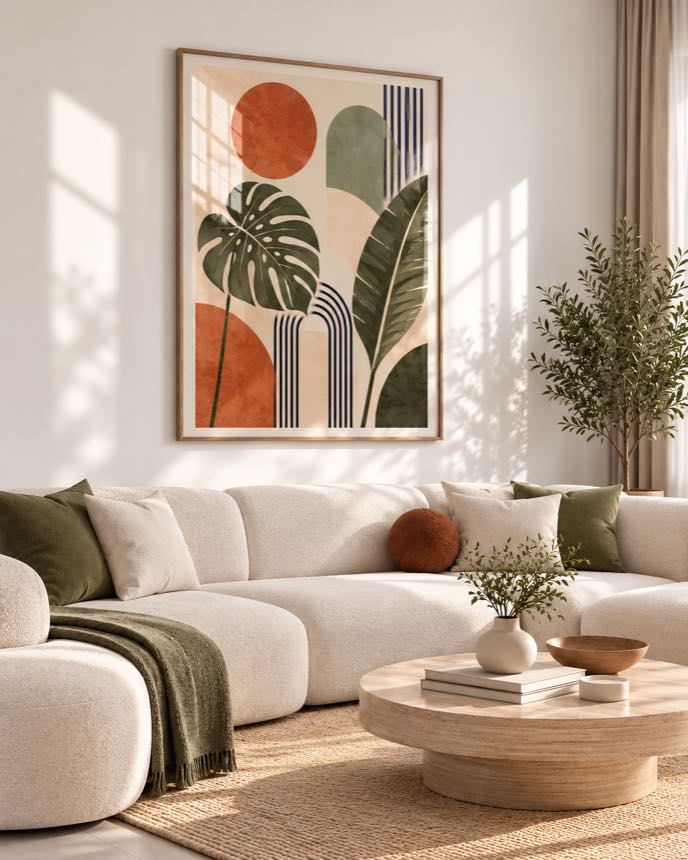 Tableau Monstera Rayé — collection Jardin Bohème