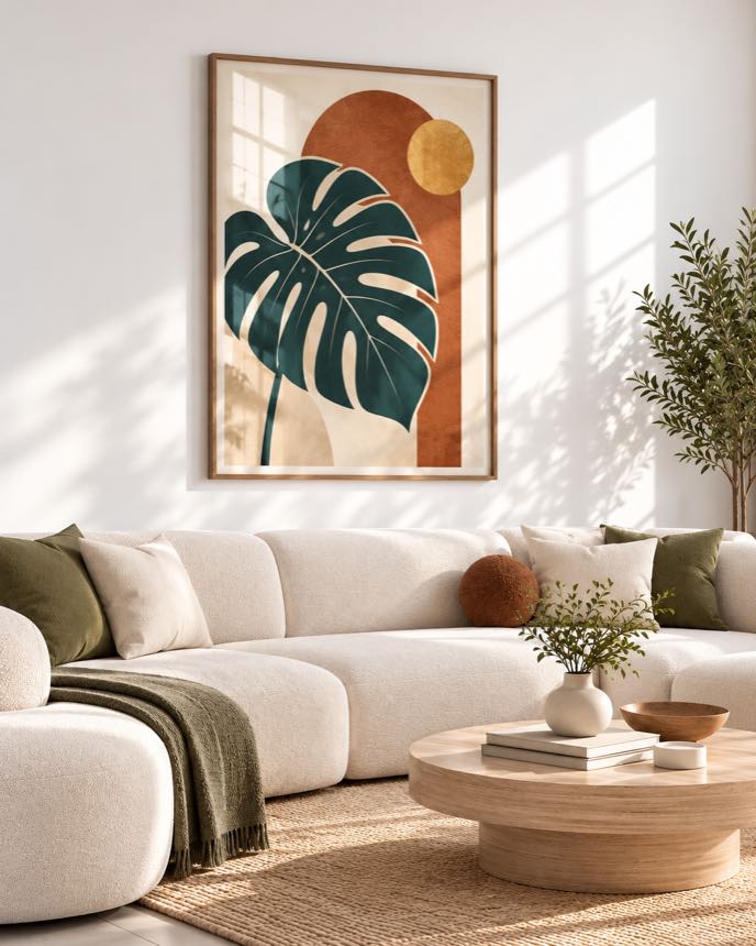 Tableau Monstera Émeraude — collection Jardin Bohème