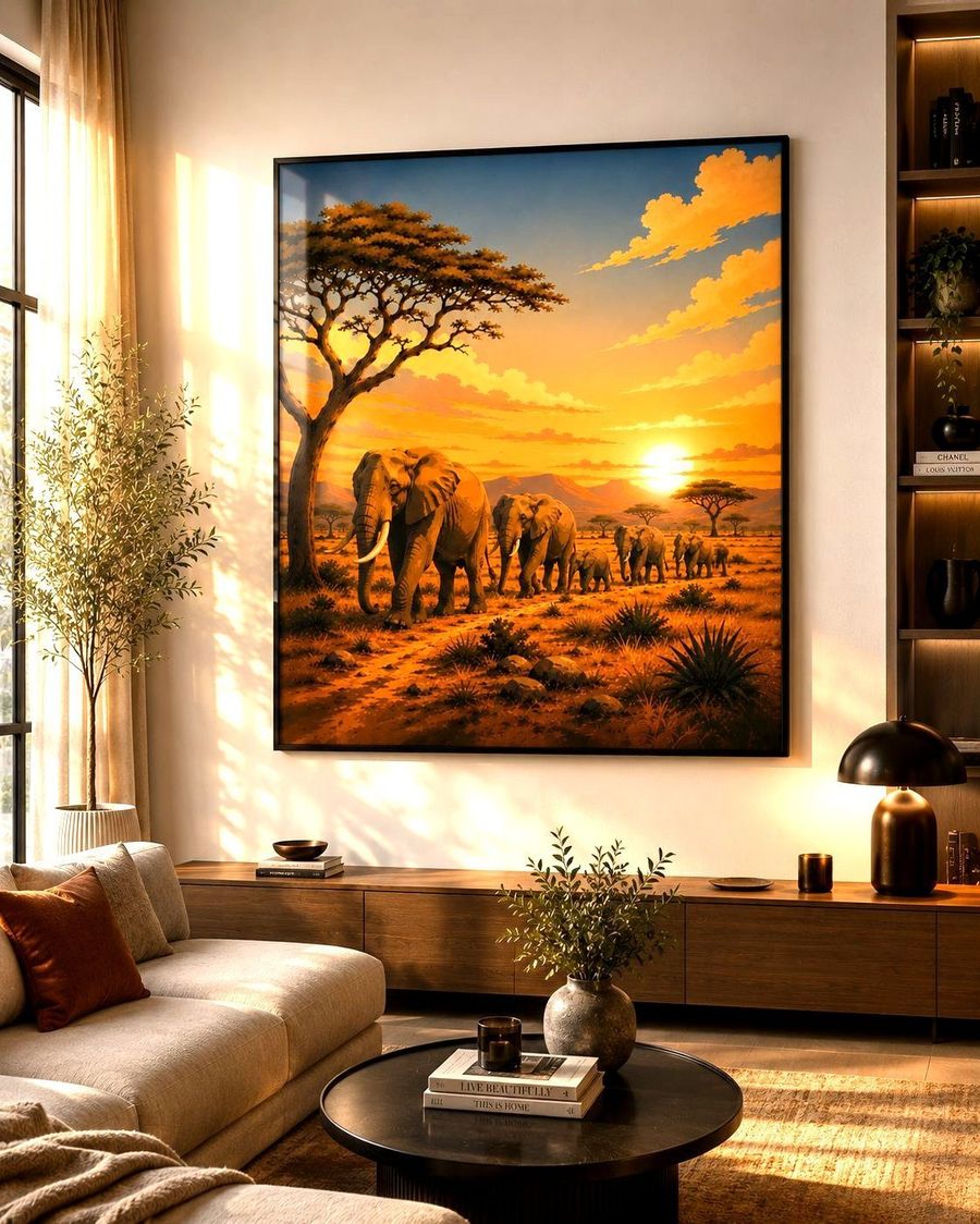 Éléphants au Coucher
