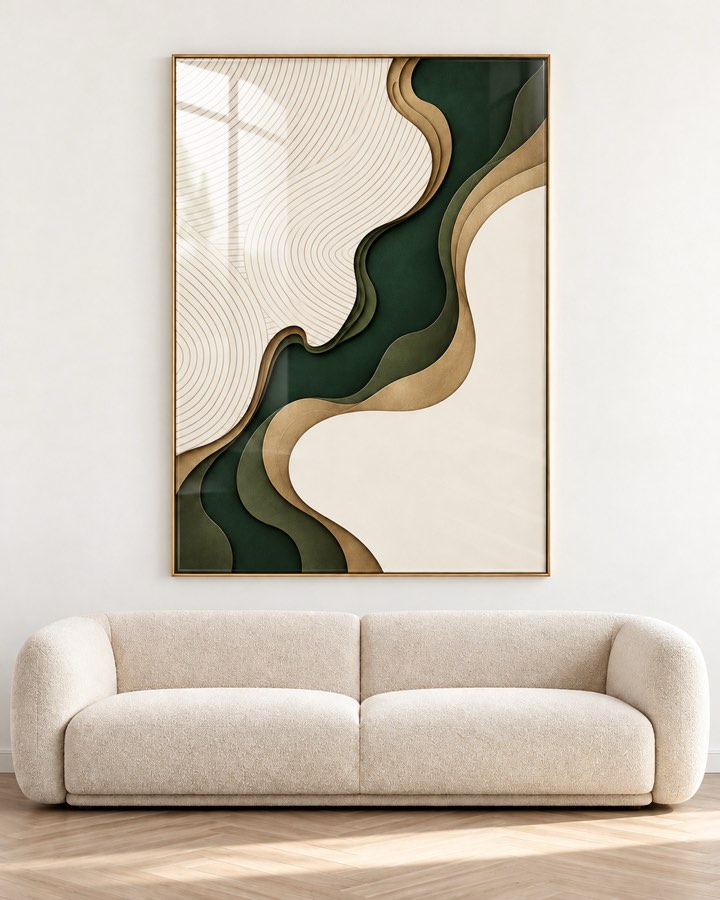 Tableau Vague Émeraude — collection Ondulations
