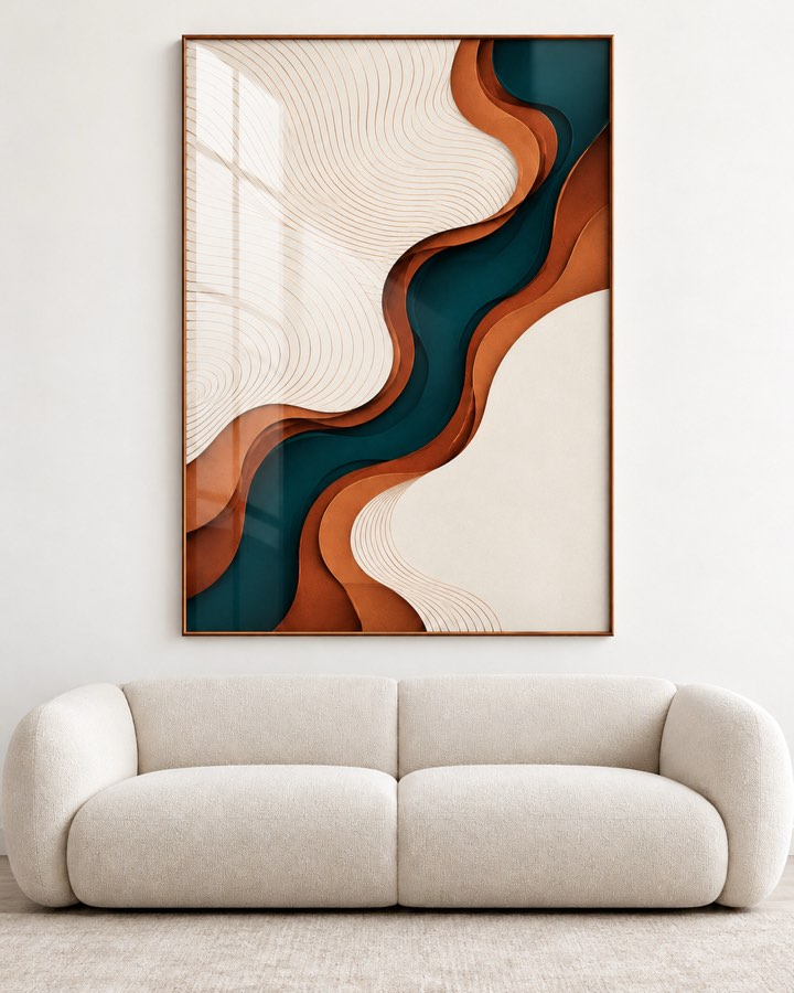 Tableau Vague Sarcelle — collection Ondulations
