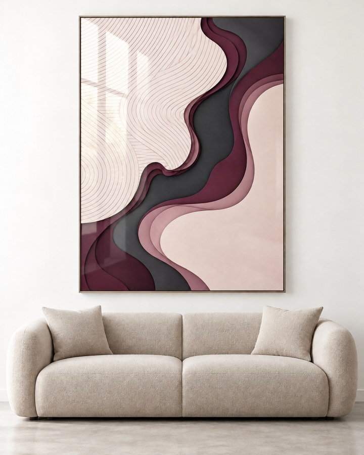 Tableau Vague Aubergine — collection Ondulations