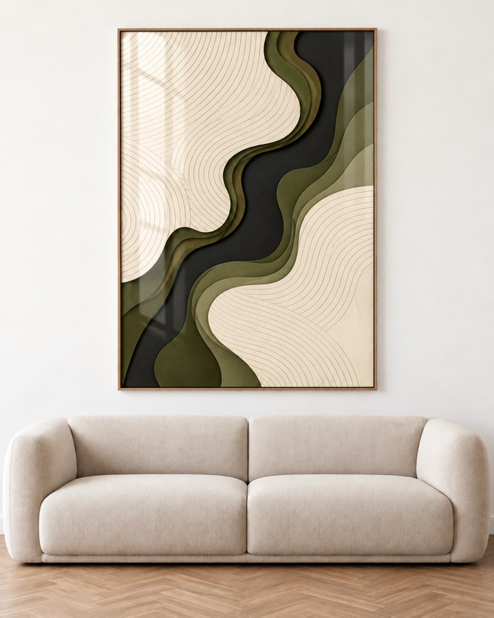 Tableau Vague Olive — collection Ondulations