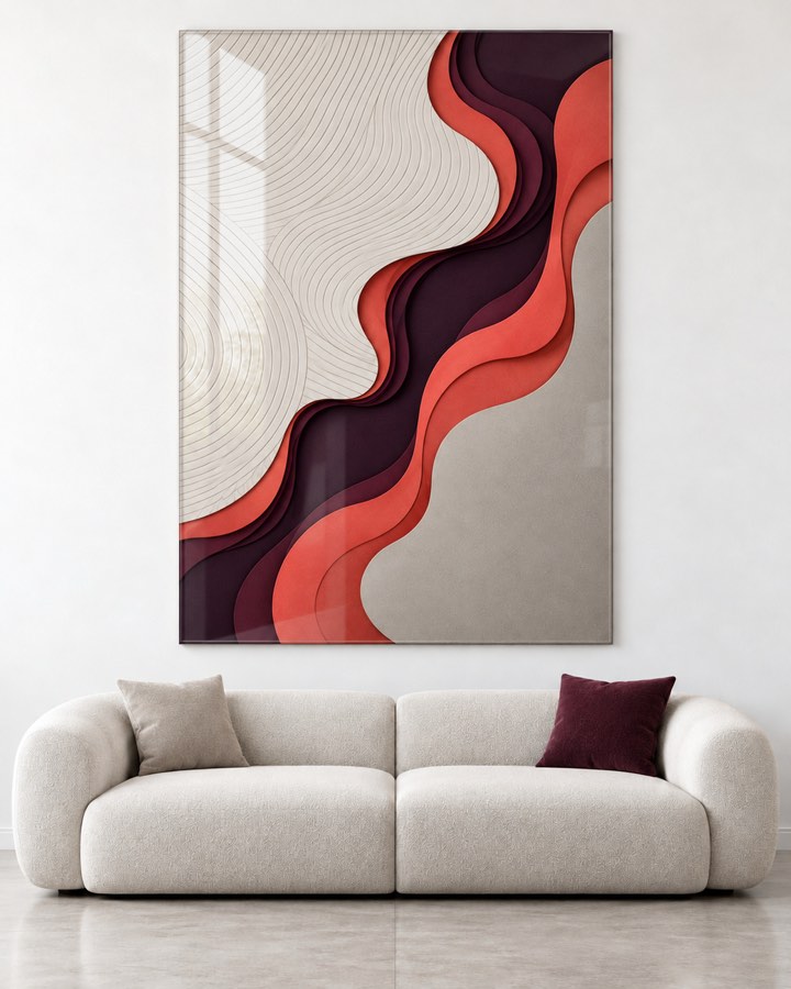 Tableau Vague Corail — collection Ondulations