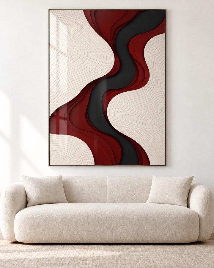 Tableau Vague Grenat — collection Ondulations