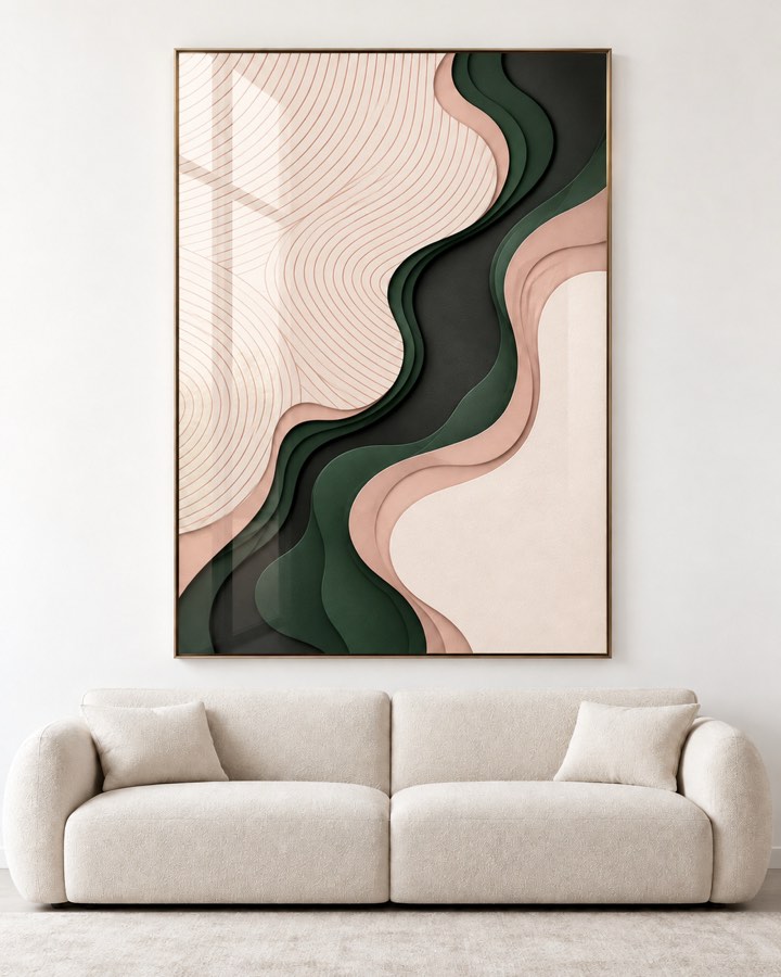 Tableau Vague Jardin Rose — collection Ondulations