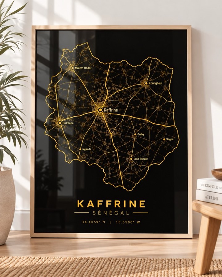 Carte Kaffrine — région du Sénégal en Or