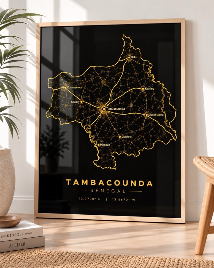 Carte Tambacounda — région du Sénégal en Or