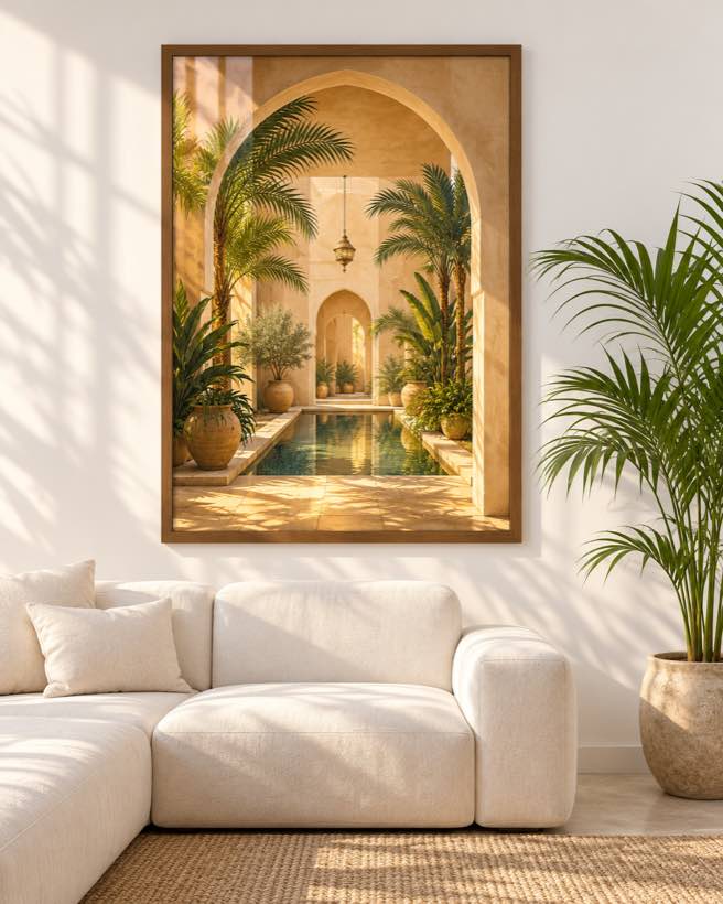Tableau Bassin aux Palmes — collection Riad Doré
