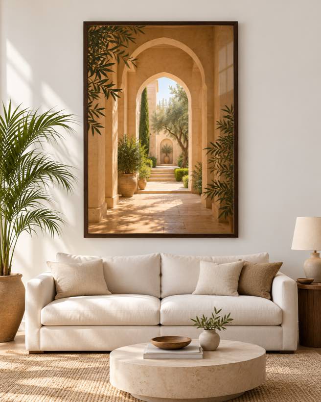 Tableau Patio Fleuri — collection Riad Doré
