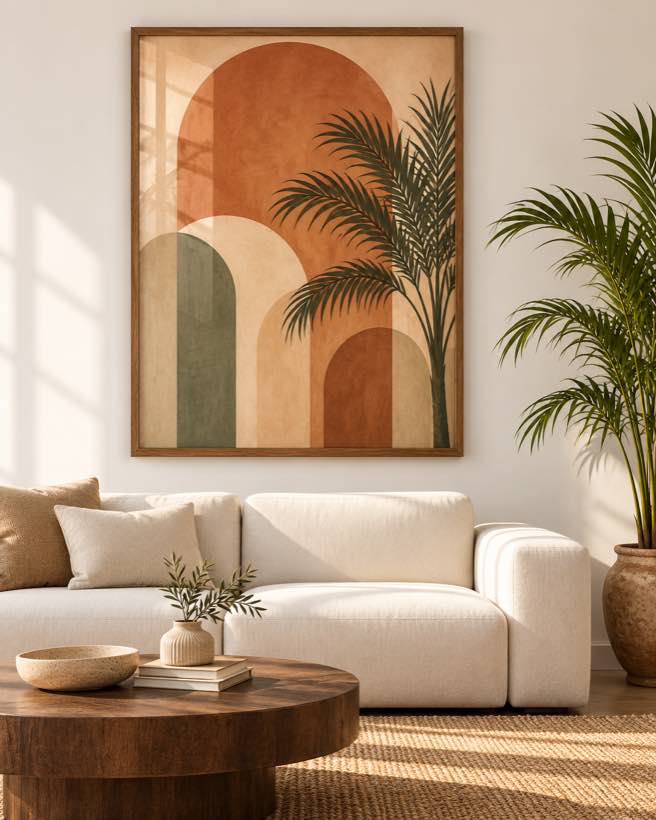 Tableau Arche & Palmier — collection Riad Doré