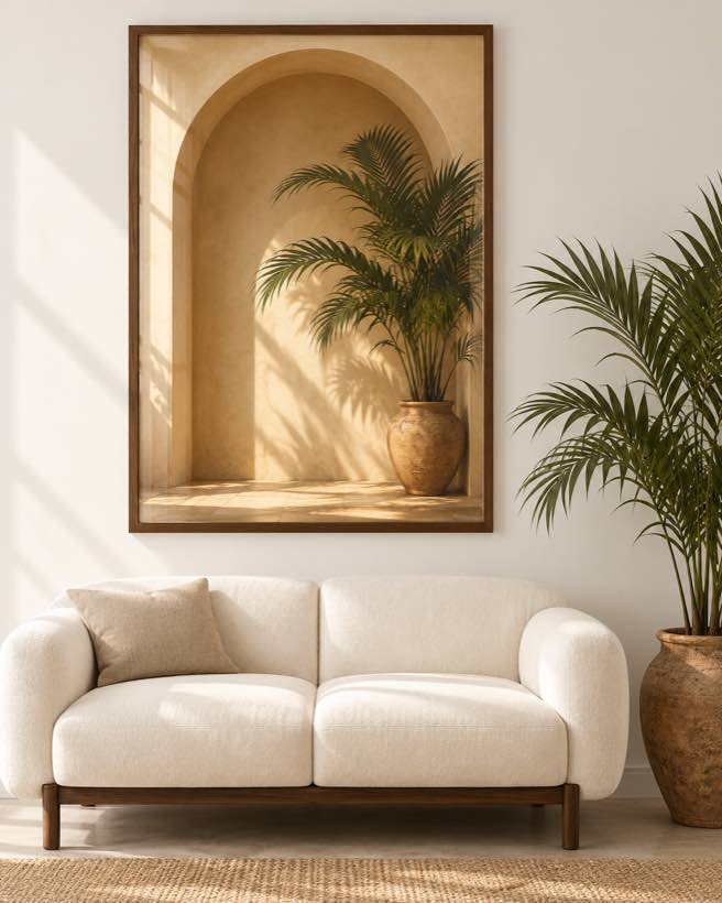 Tableau Niche au Palmier — collection Riad Doré