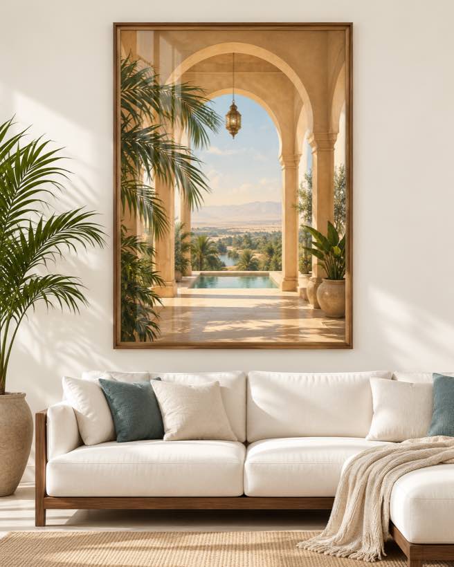 Tableau Balcon sur l'Oasis — collection Riad Doré