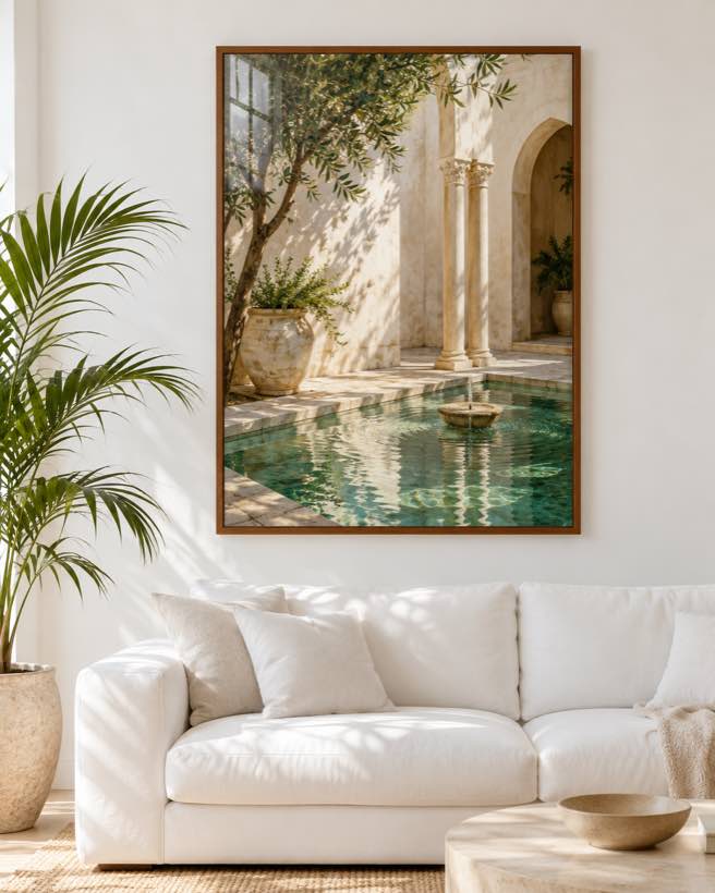Tableau Patio d'Eau — collection Riad Doré