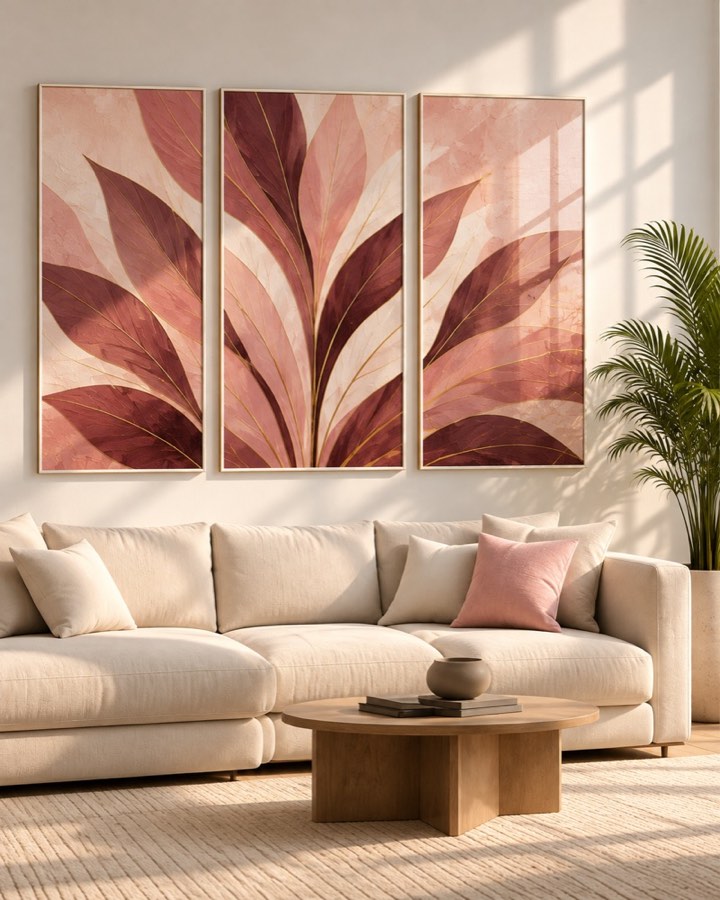 Tableau Feuillage Grenat — collection Rose & Or