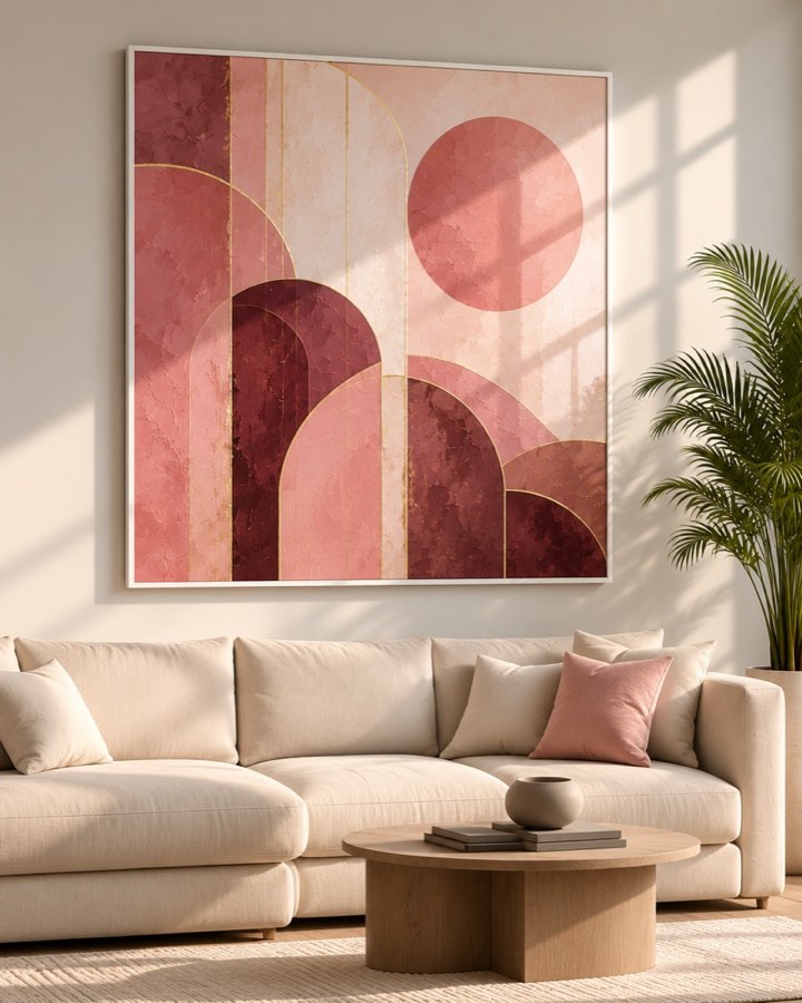 Tableau Soleil Géométrique — collection Rose & Or