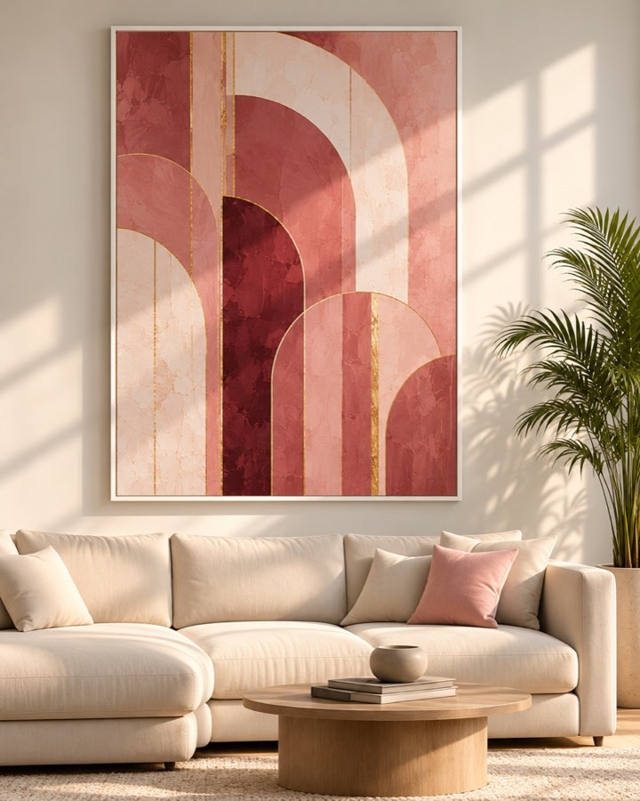 Tableau Volutes Roses — collection Rose & Or