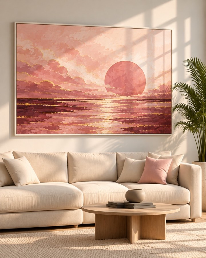 Tableau Horizon Corail — collection Rose & Or