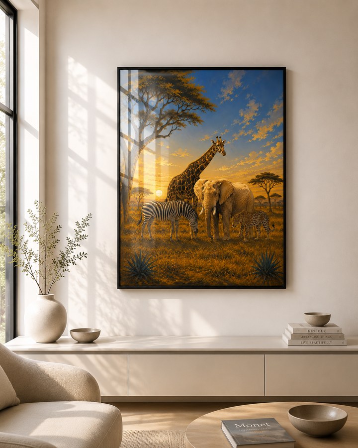 Tableau Groupe d'Animaux — collection Savane Africaine