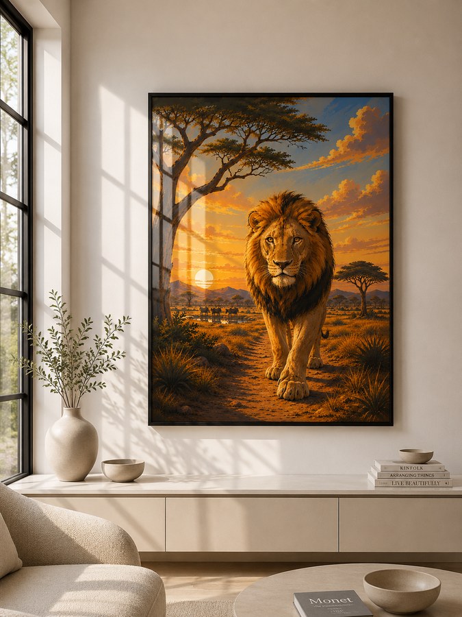 Tableau Lion Solo — collection Savane Africaine