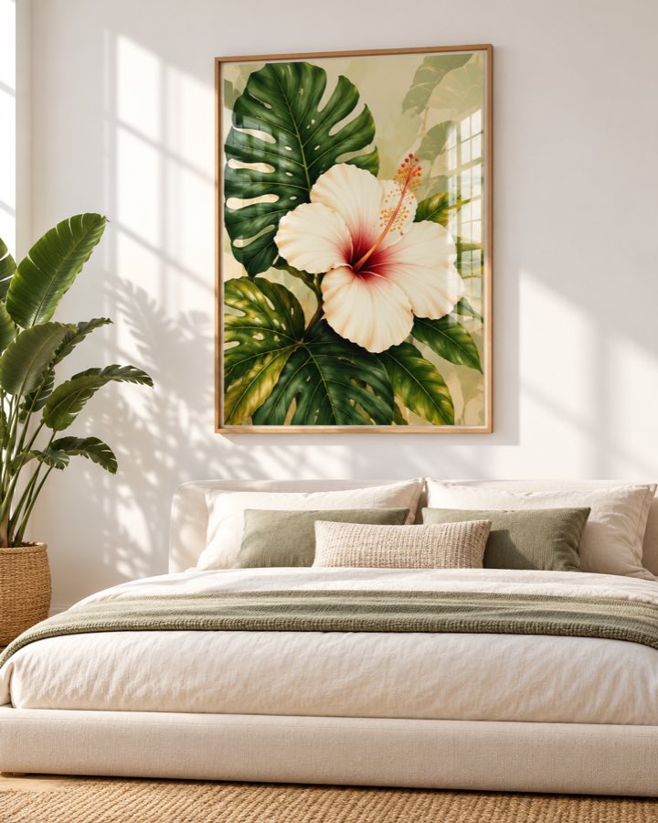 Tableau Hibiscus Blanc — collection Tropical