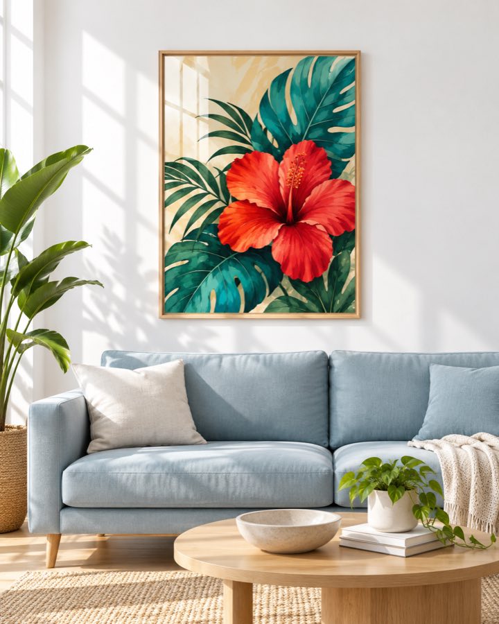 Tableau Hibiscus Écarlate — collection Tropical