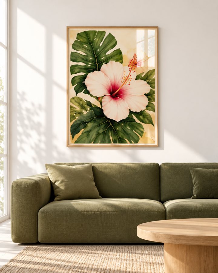Tableau Hibiscus Blanc Rosé — collection Tropical