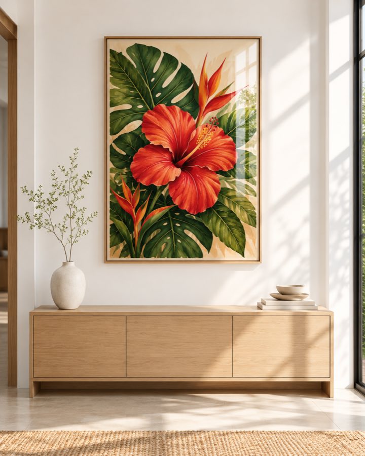 Tableau Hibiscus Rubis — collection Tropical