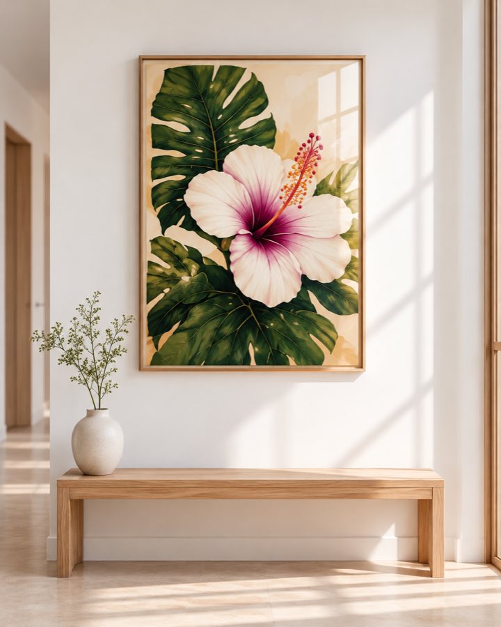Tableau Hibiscus Pourpre — collection Tropical