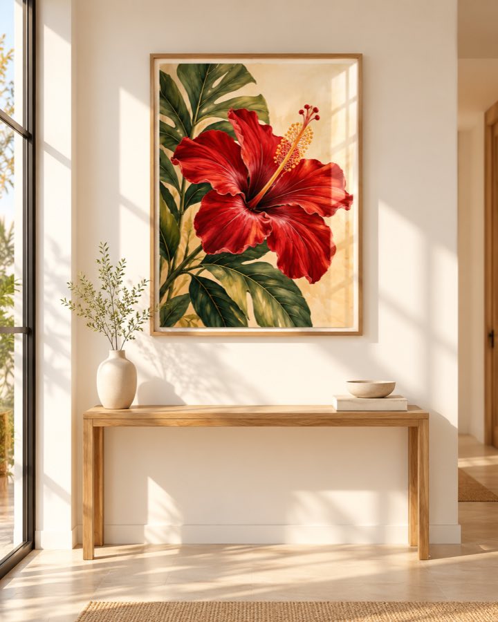 Tableau Hibiscus Rouge Vif — collection Tropical