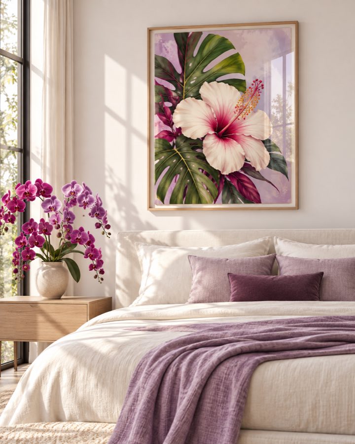 Tableau Hibiscus & Orchidée — collection Tropical