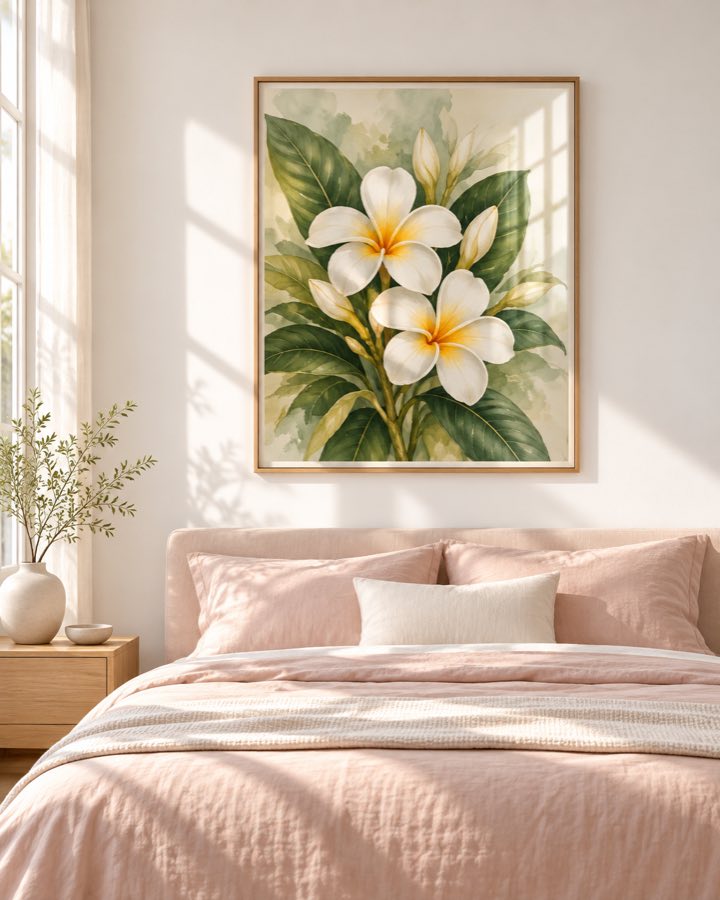 Tableau Frangipanier Blanc — collection Tropical