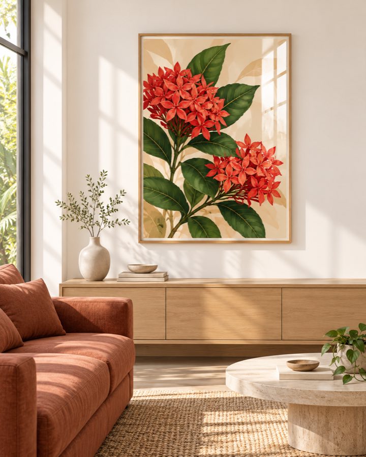 Tableau Ixora Rouge — collection Tropical