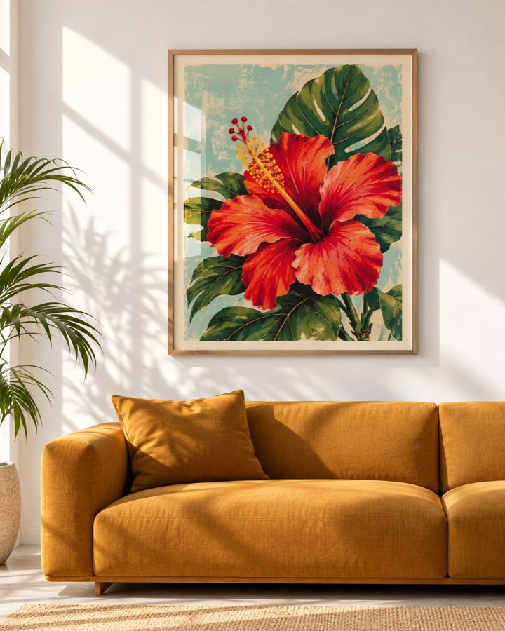 Tableau Hibiscus Flamme — collection Tropical