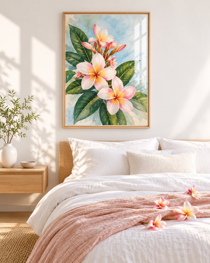 Tableau Frangipanier Rose — collection Tropical